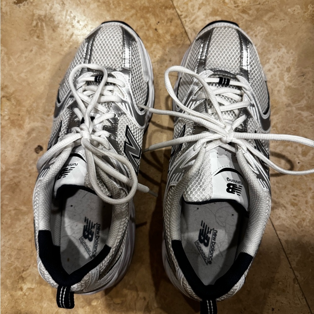 New Balance White and Gray Running Shoes